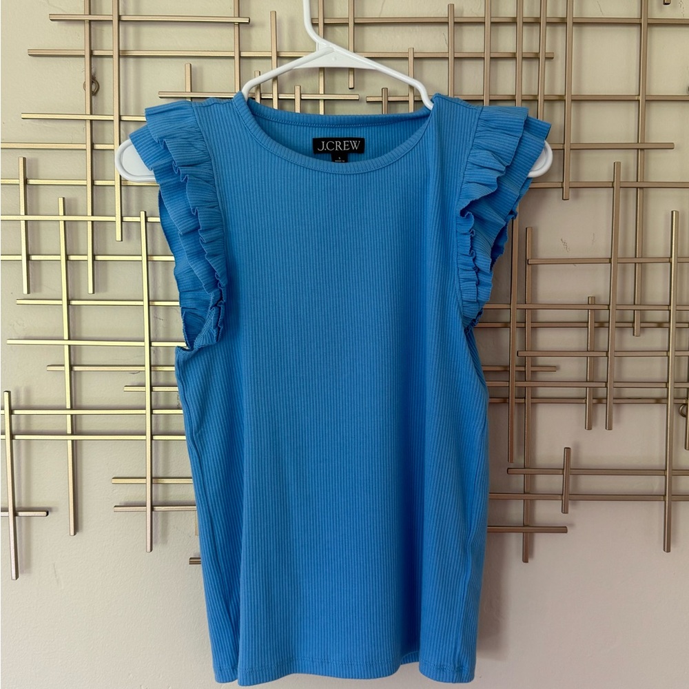 J. Crew Ribbed Flutter Sleeve Muscle Tee